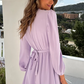 Women's Fashion Wrap V-Neck Empire Waist Lantern Sleeve Dress