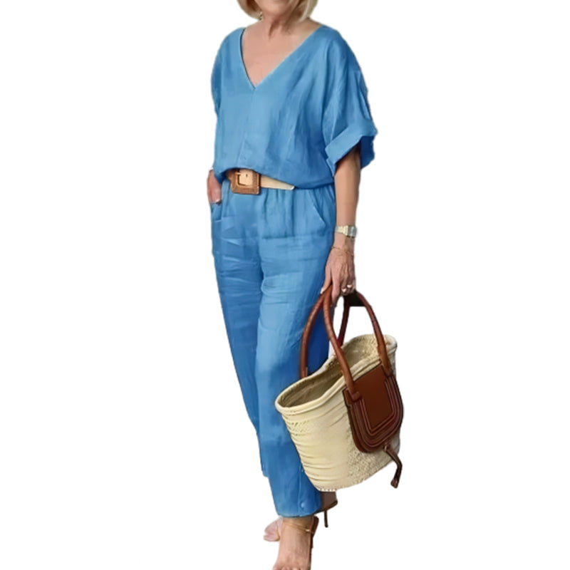 Loose V-neck Top and Pocket Pants