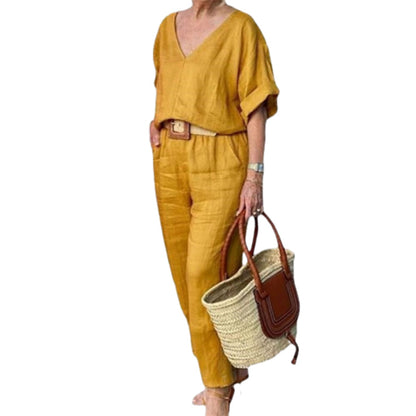 Loose V-neck Top and Pocket Pants