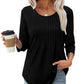 Ruffled Round Neck Loose Fit Thin T-Shirt