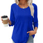 Ruffled Round Neck Loose Fit Thin T-Shirt