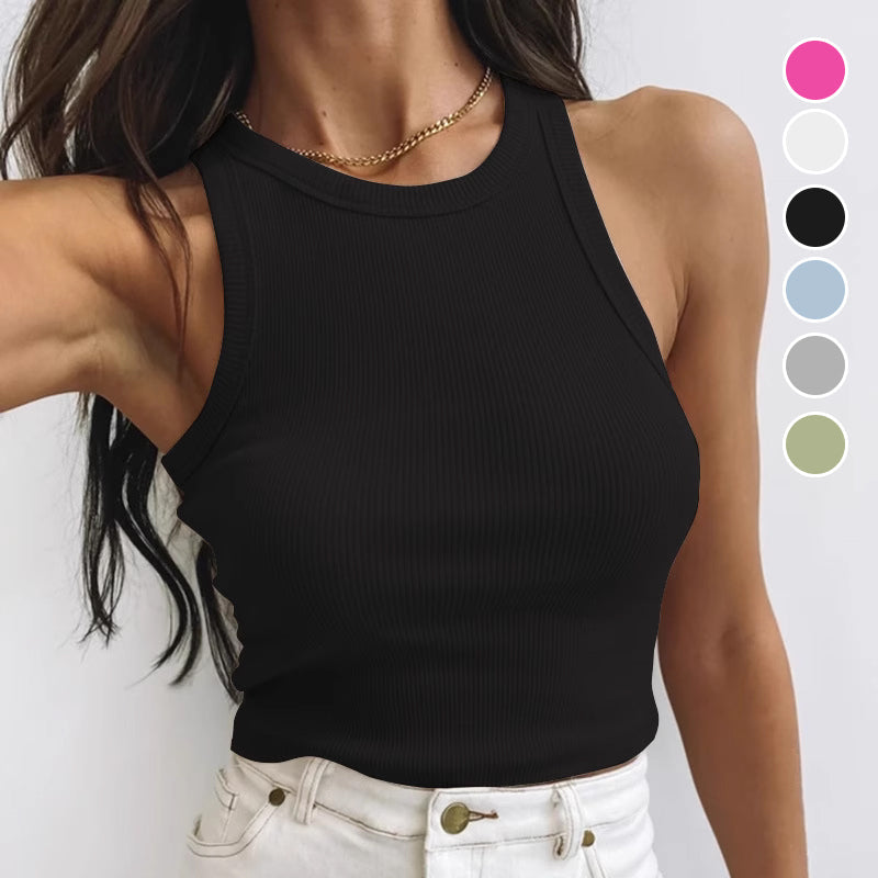 Women's Ribbed Slim-Fit Cropped Tank Top