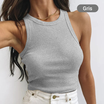 Women's Ribbed Slim-Fit Cropped Tank Top
