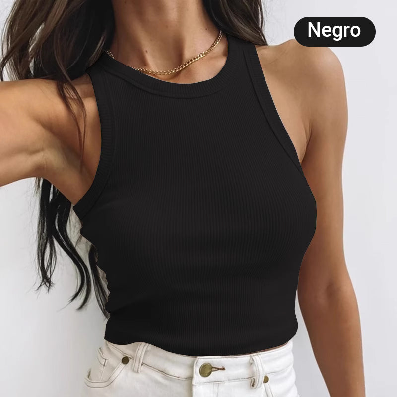 Women's Ribbed Slim-Fit Cropped Tank Top