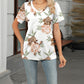 V-Neck Short Sleeve Printed T-Shirt