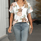 V-Neck Short Sleeve Printed T-Shirt