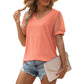 Women's Casual Solid Color V-Neck Short Sleeve Top