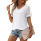 Women's Casual Solid Color V-Neck Short Sleeve Top
