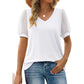 Women's Casual Solid Color V-Neck Short Sleeve Top