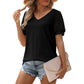 Women's Casual Solid Color V-Neck Short Sleeve Top