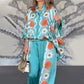 Women's Stylish Floral Print Top & Pants Two-Piece Set
