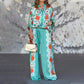 Women's Stylish Floral Print Top & Pants Two-Piece Set