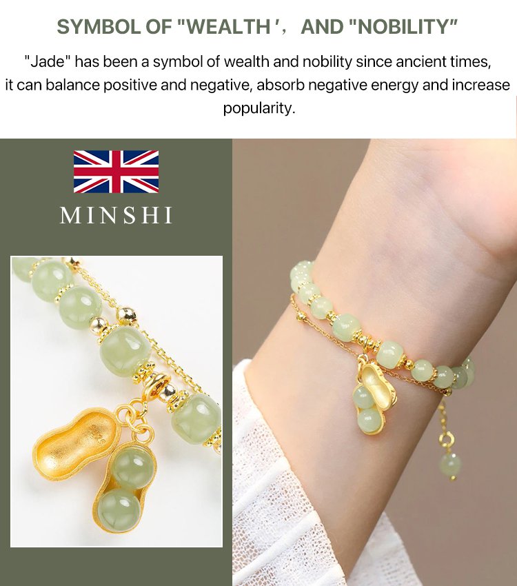 🔥Buy 2 Get 1 Free🔥Natural Jade Bracelet with Peanut Pendant