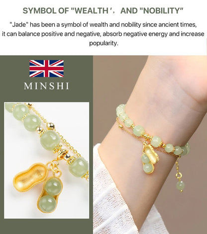 🔥Buy 2 Get 1 Free🔥Natural Jade Bracelet with Peanut Pendant