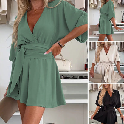 Women's Elegant Short Sleeves Shorts Romper