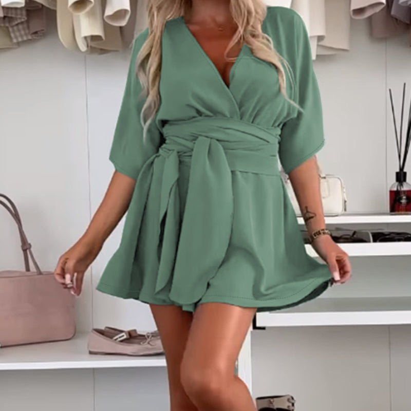 Women's Elegant Short Sleeves Shorts Romper