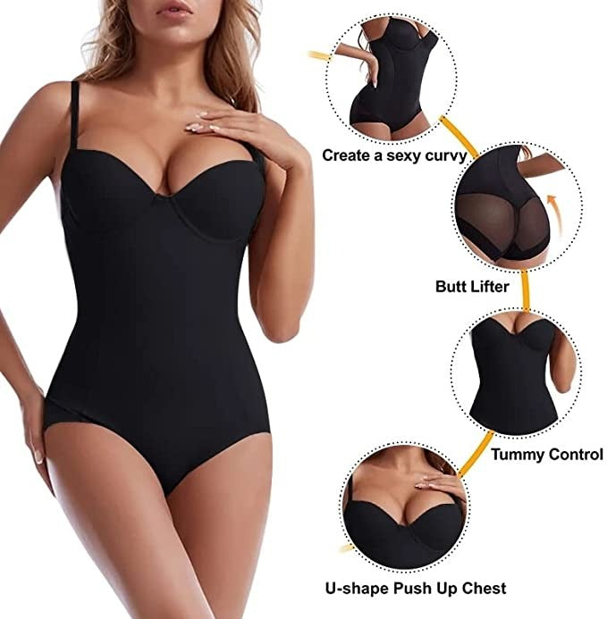 🏆 Last Day Special Price $17.99 !Shapewear Bodysuit with Bra | Ruched Slimming Adjustable Waist✨