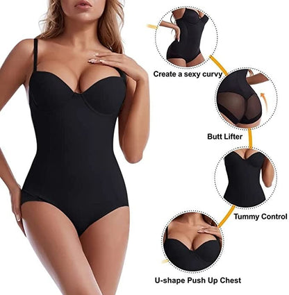 🏆 Last Day Special Price $17.99 !Shapewear Bodysuit with Bra | Ruched Slimming Adjustable Waist✨