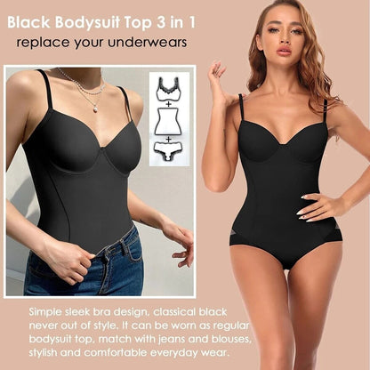 🏆 Last Day Special Price $17.99 !Shapewear Bodysuit with Bra | Ruched Slimming Adjustable Waist✨