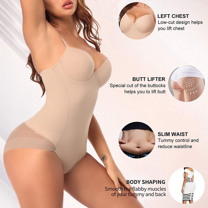 🏆 Last Day Special Price $17.99 !Shapewear Bodysuit with Bra | Ruched Slimming Adjustable Waist✨