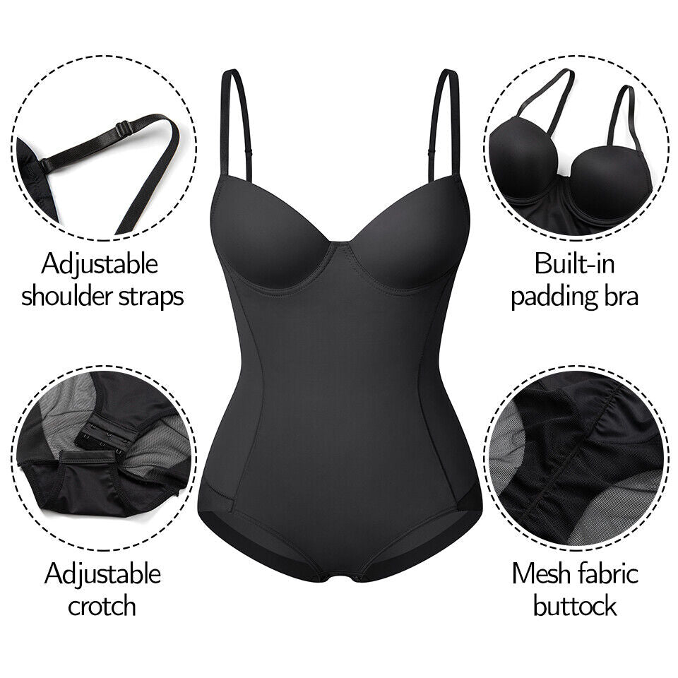 🏆 Last Day Special Price $17.99 !Shapewear Bodysuit with Bra | Ruched Slimming Adjustable Waist✨