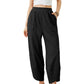 Women's casual ankle trousers with loose fit and elasticated waist
