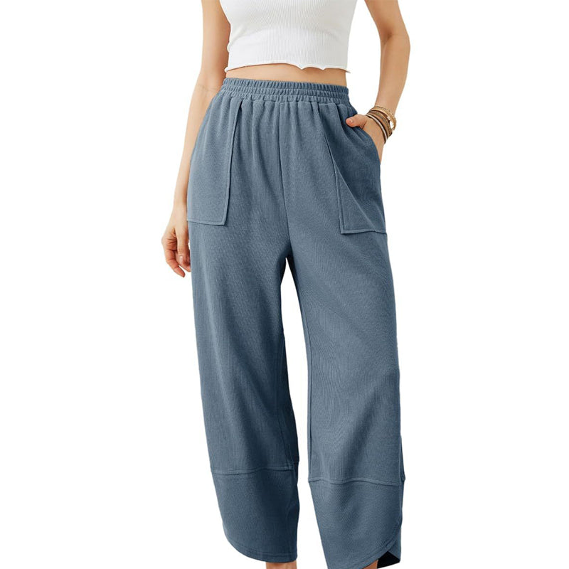 Women's casual ankle trousers with loose fit and elasticated waist