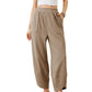 Women's casual ankle trousers with loose fit and elasticated waist