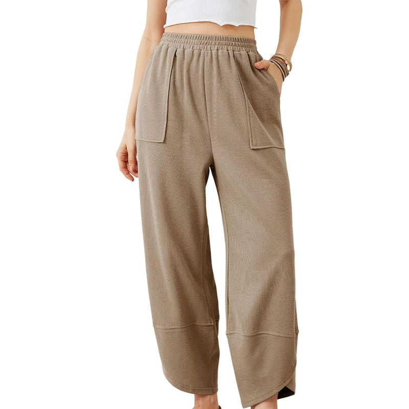 Women's casual ankle trousers with loose fit and elasticated waist