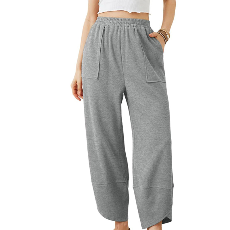 Women's casual ankle trousers with loose fit and elasticated waist