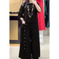 Women's Solid Color Casual 3/4 Sleeve Top Loose Button Pants 2-Piece Set