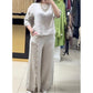 Women's Solid Color Casual 3/4 Sleeve Top Loose Button Pants 2-Piece Set