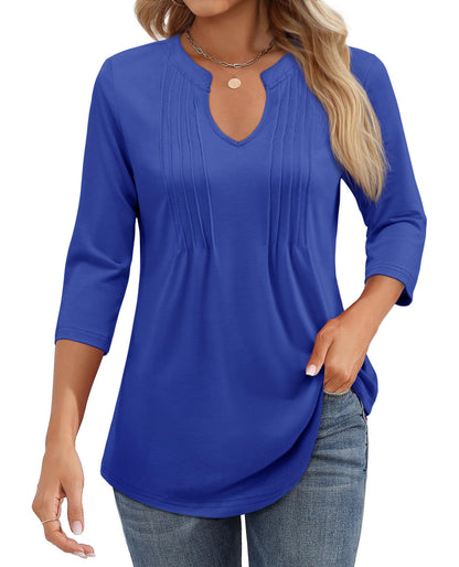 🌷Summer Hot Sale 50% Off💕2025 Womens Casual 3/4 Sleeve Pleated Tunic Blouse Top(💥BUY 2 FREE SHIPPING✈️)