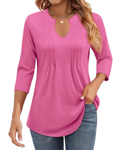 🌷Summer Hot Sale 50% Off💕2025 Womens Casual 3/4 Sleeve Pleated Tunic Blouse Top(💥BUY 2 FREE SHIPPING✈️)