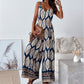 Women’s Trendy Print Backless Jumpsuit with Tassel Belt