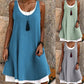 Women's Casual Loose Sleeveless Fake Two Piece Tank Dresses