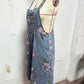Fashionable Vintage Floral Print Denim Jumpsuit