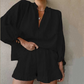 Women's Breathable Elegant Loose-Fit Puff Sleeve 2-Piece Set