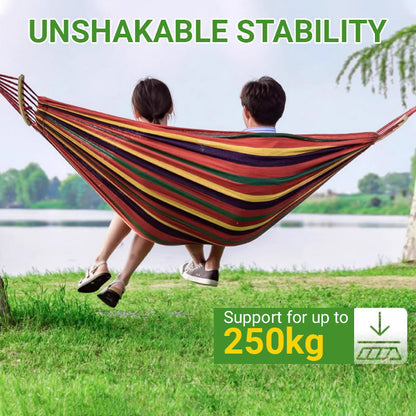 🔥Limited-time offer-Reinforced & Multi-Person Striped Hammock