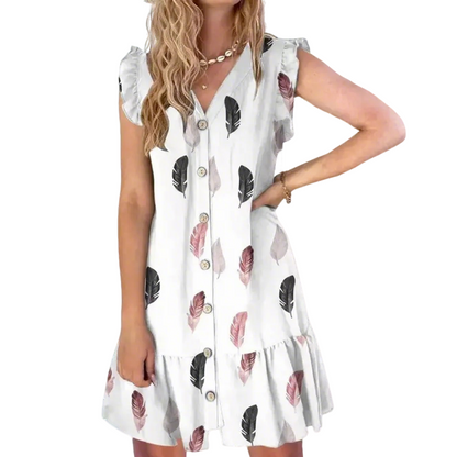 🌞2025 Summer New Arrivals🌸Women’s Sleeveless V-Neck Button-Front Mini Dress
