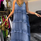 Women's Denim Spaghetti Strap Maxi Dress