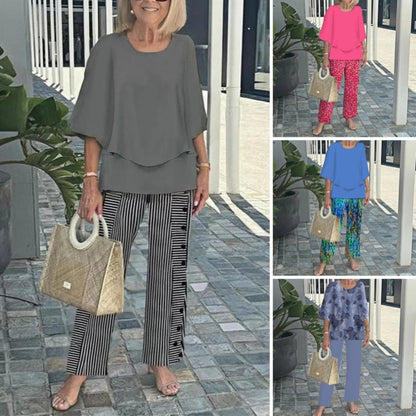 🔥Summer Sale 49% OFF💥Women’s Casual Round Neck Half Sleeve Top Printed Pants Two Piece Set
