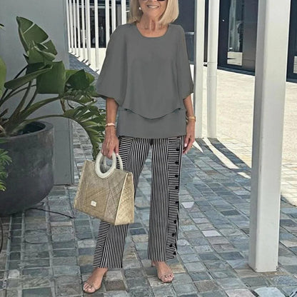 🌞Summer Sale 49% OFF🥰Women’s Casual Round Neck Half Sleeve Top Printed Pants Two Piece Set