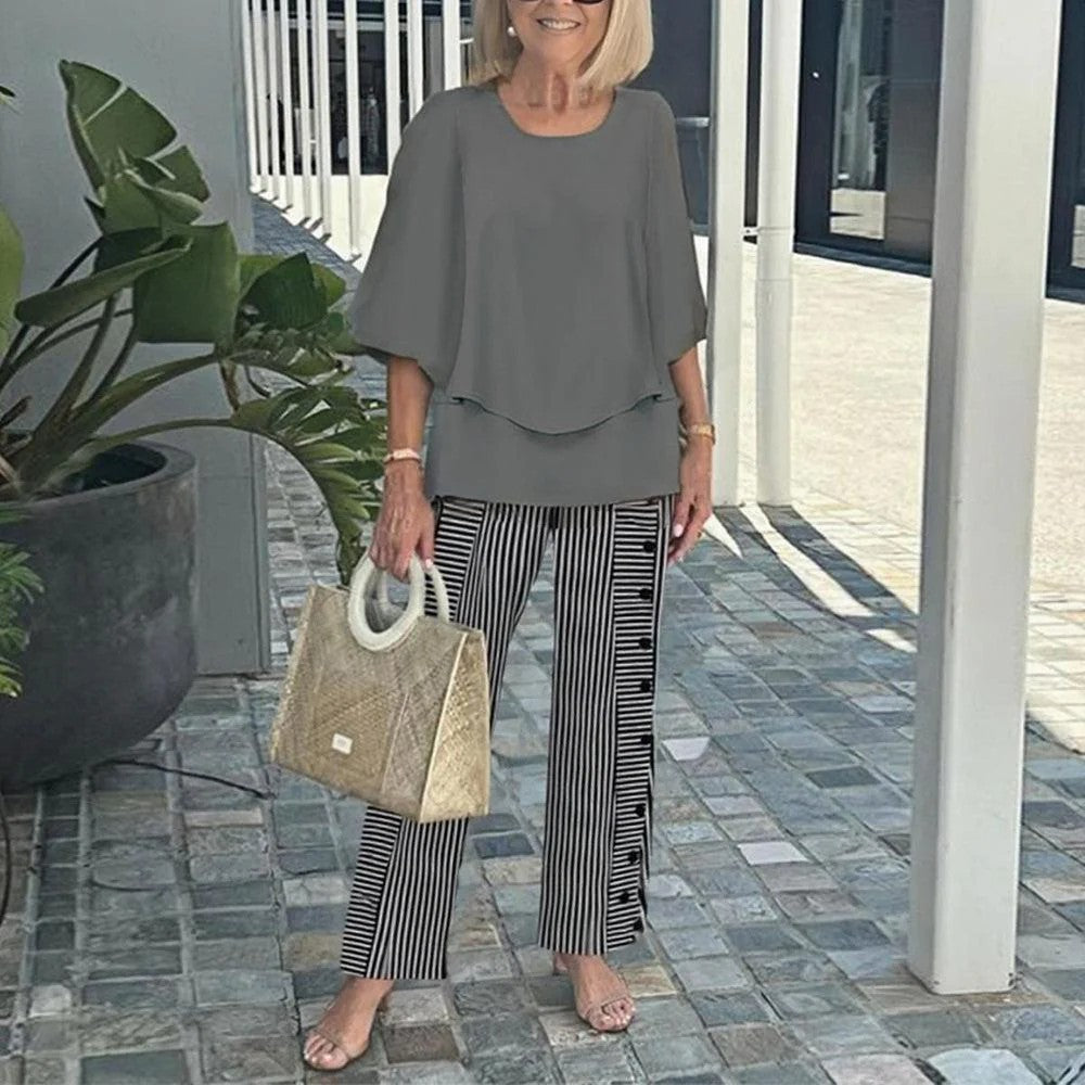 🔥Summer Sale 49% OFF💥Women’s Casual Round Neck Half Sleeve Top Printed Pants Two Piece Set