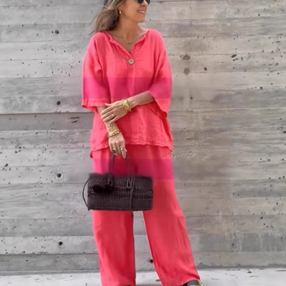 Women's Loose Fit Top & Pants 2-Piece Set