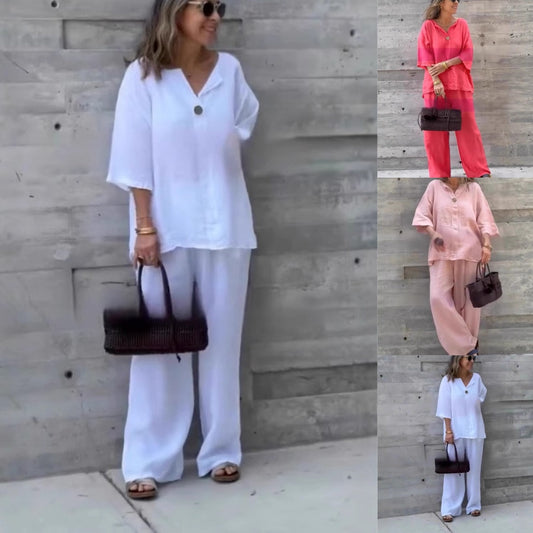 Women's Loose Fit Top & Pants 2-Piece Set