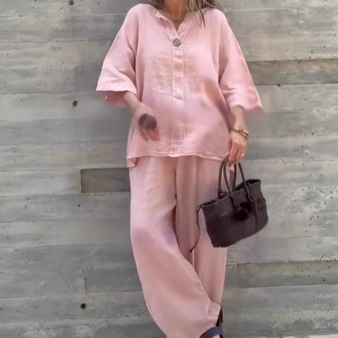 Women's Loose Fit Top & Pants 2-Piece Set