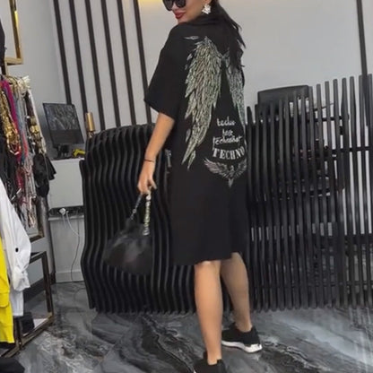 💗Summer Specials✨Women’s Oversized Glitter T-Shirt Dress