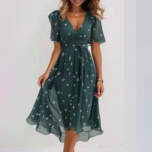 🔥49% OFF Sale✨Special Blue Short Sleeve Midi Dress