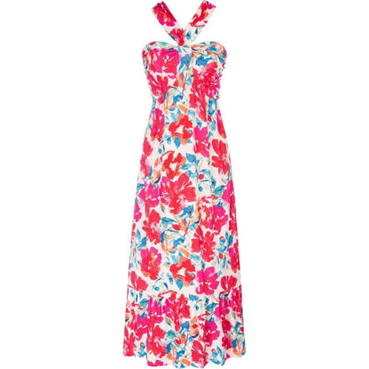 Cross Halter Sleeveless Floral Printed Dress